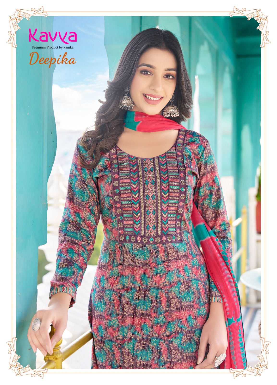 Deepika Vol 11 By Kavya Straight Cut Embroidery Kurti With Bottom Dupatta Wholesale Market
